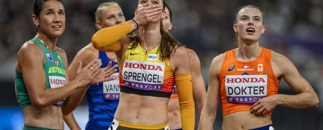 Sandrina Sprengel (LG Steinlach-Zollern) freut sich über ihren Zwischenstand.